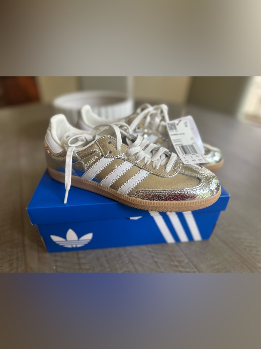 adidas Samba Metallic Silver and White Sneakers for Women